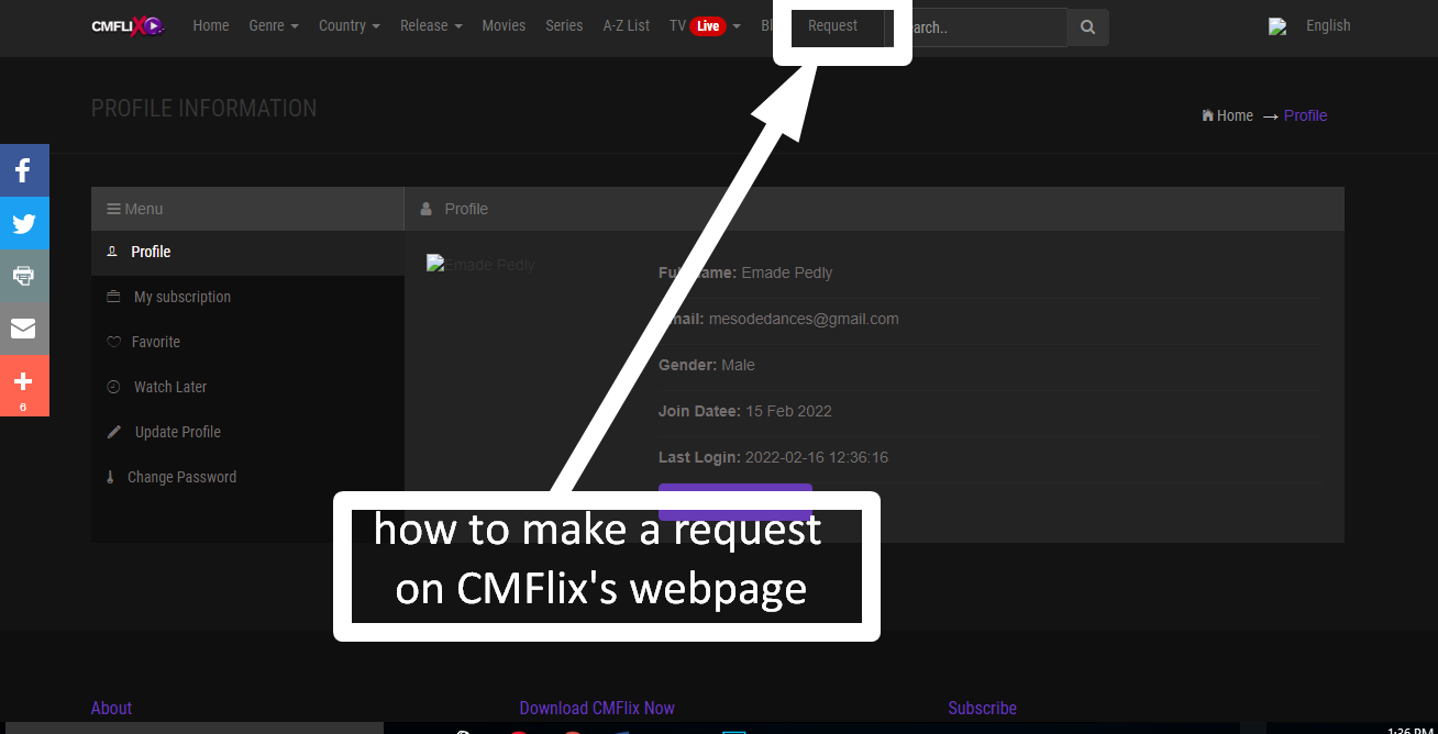How to Request for content on CMFlix